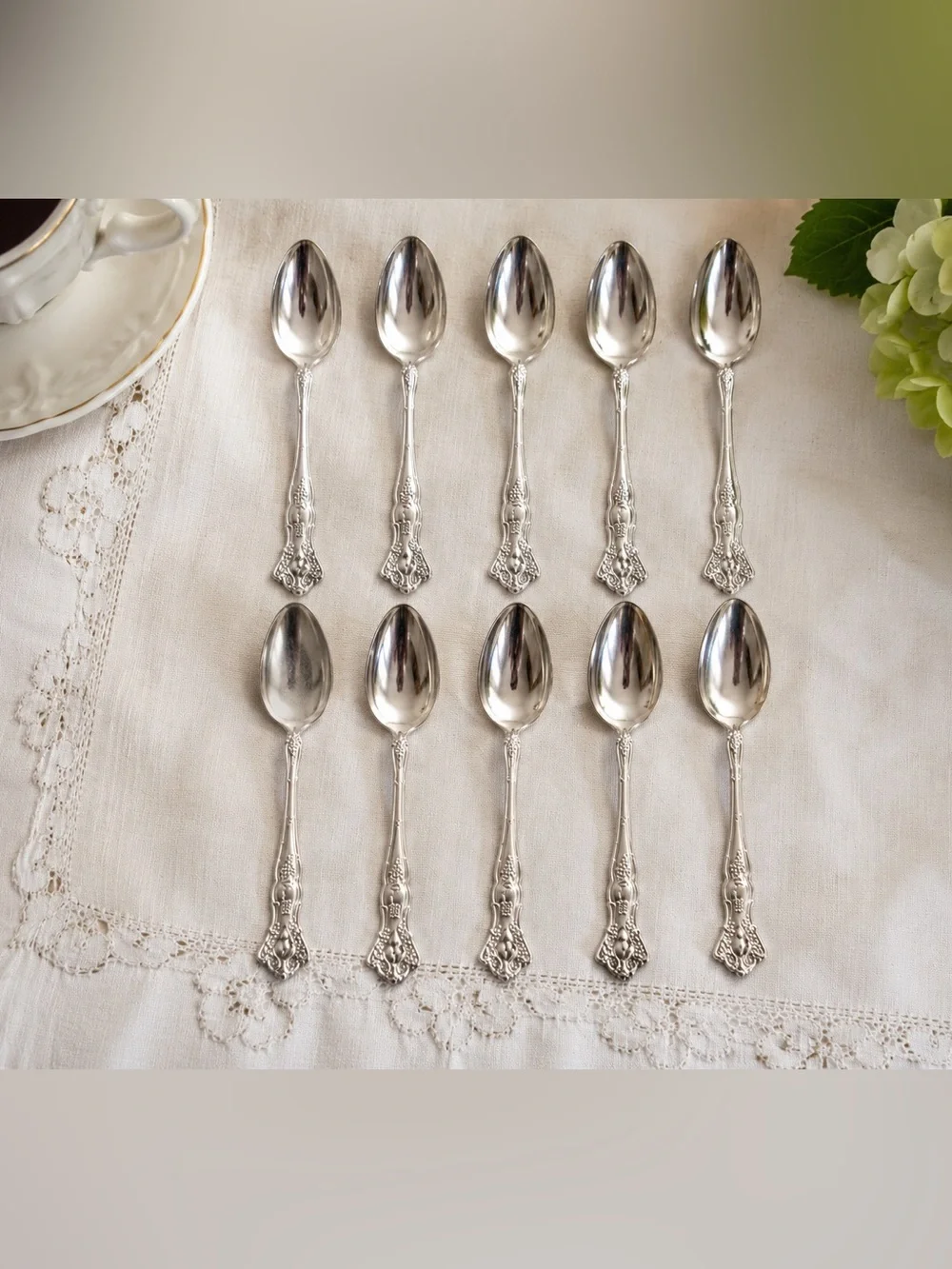 Vintage 1847 Rogers Bros XS Triple Grape Demitasse Spoons Set of 10